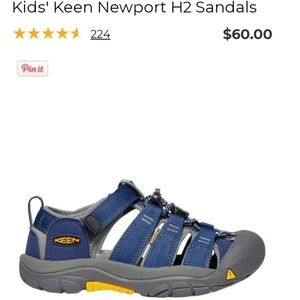 NEW WITHOUT TAGS KEENS NEWPORT H2 SANDALS SZ 4 BIG KIDS BLUE, GREY, & YELLOW